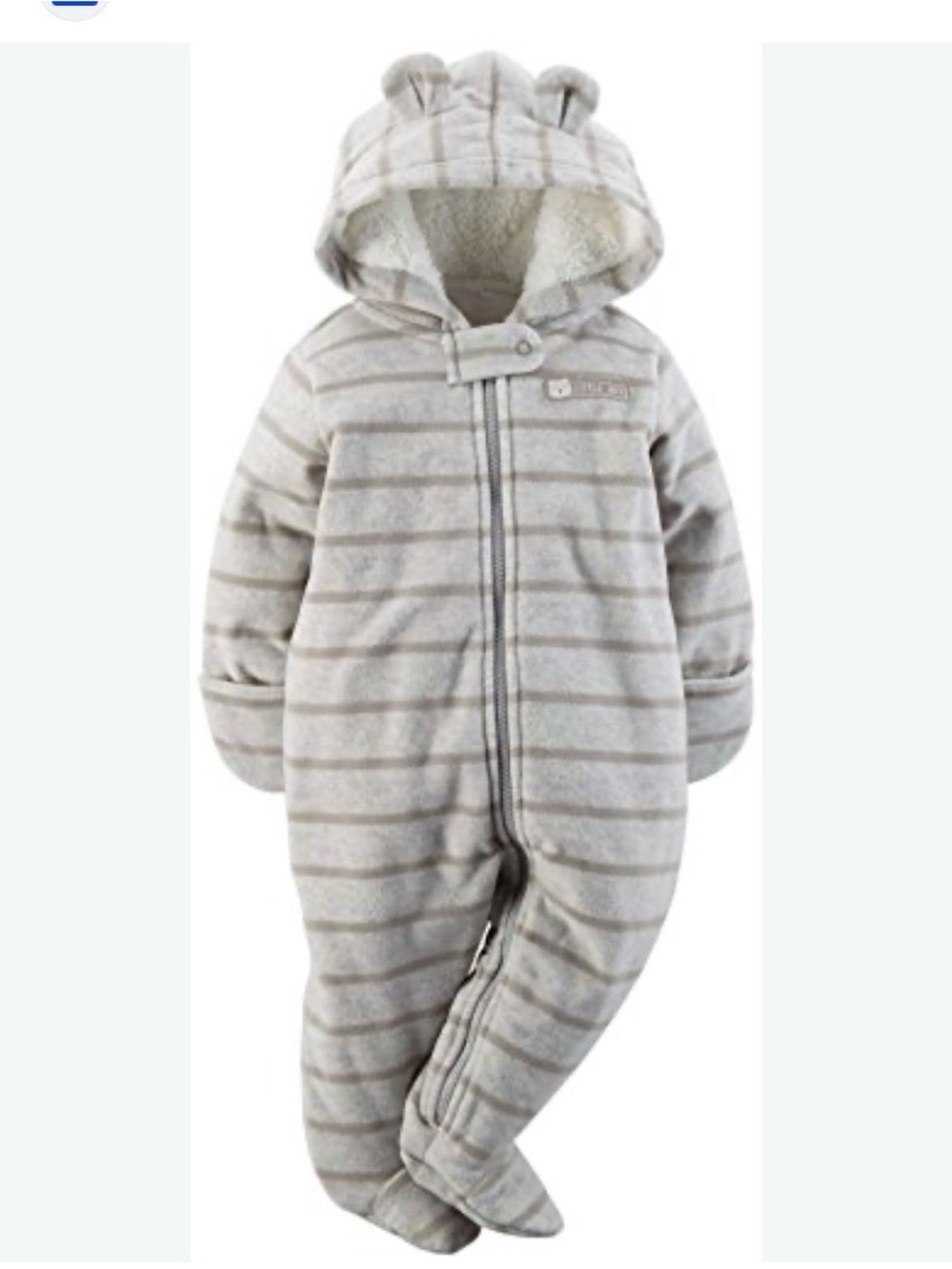 Carter's Gray and White Striped Hooded Fleece Sleep Sack